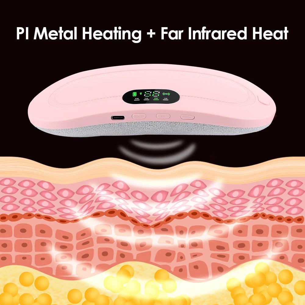 Electric Period Cramp Massager Vibrating Heating Belt for Menstrual Colic Relief Pain Waist Stomach Abdominal Warm Palace Belt