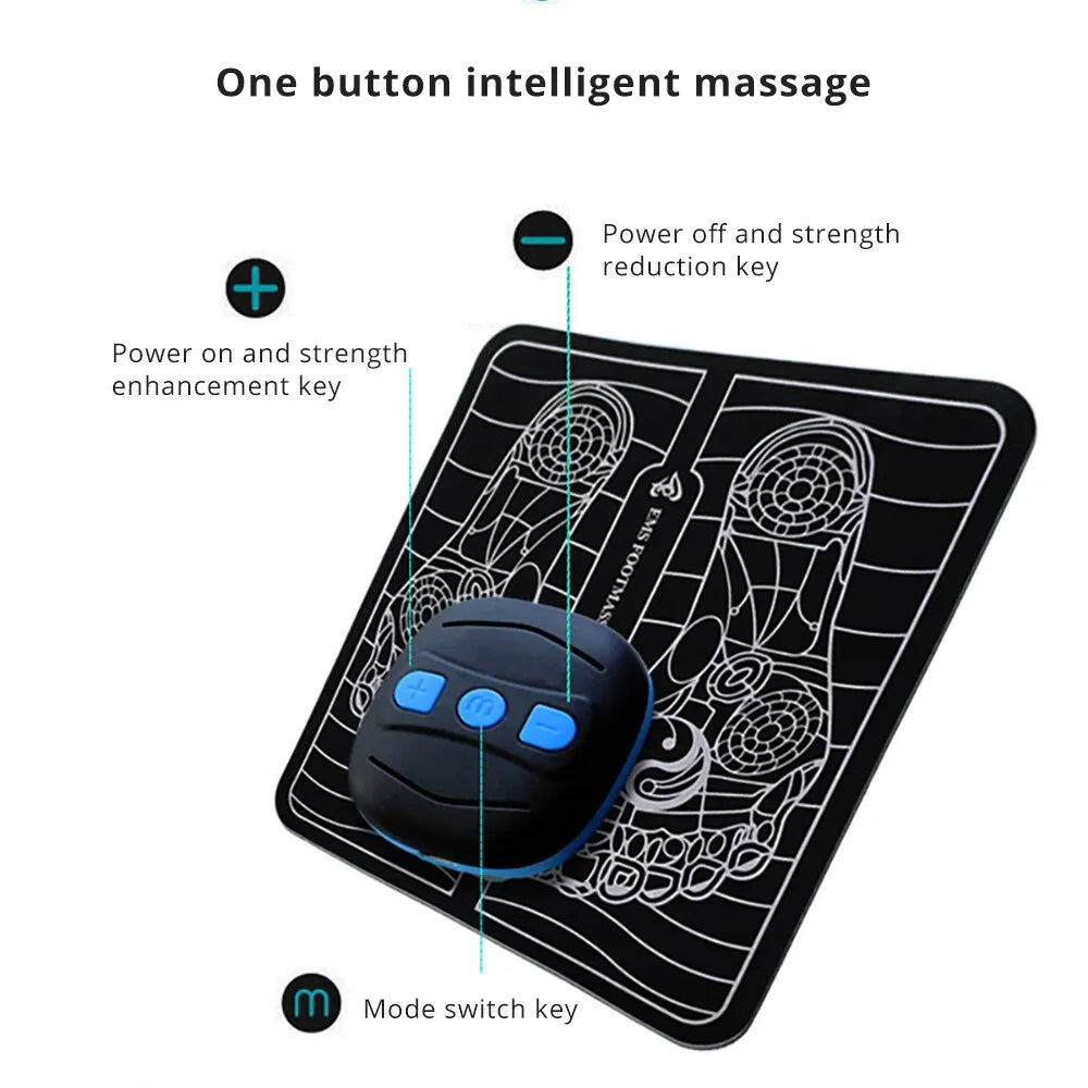Electric EMS Foot Massager Pad Electrical Muscle Stimulation Foot Massager USB Charging Portable Foldable Massage Mat